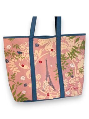 Lancome X Atelier Ize Paris In Spring Floral Canvas Tote Pink Blue EUC
